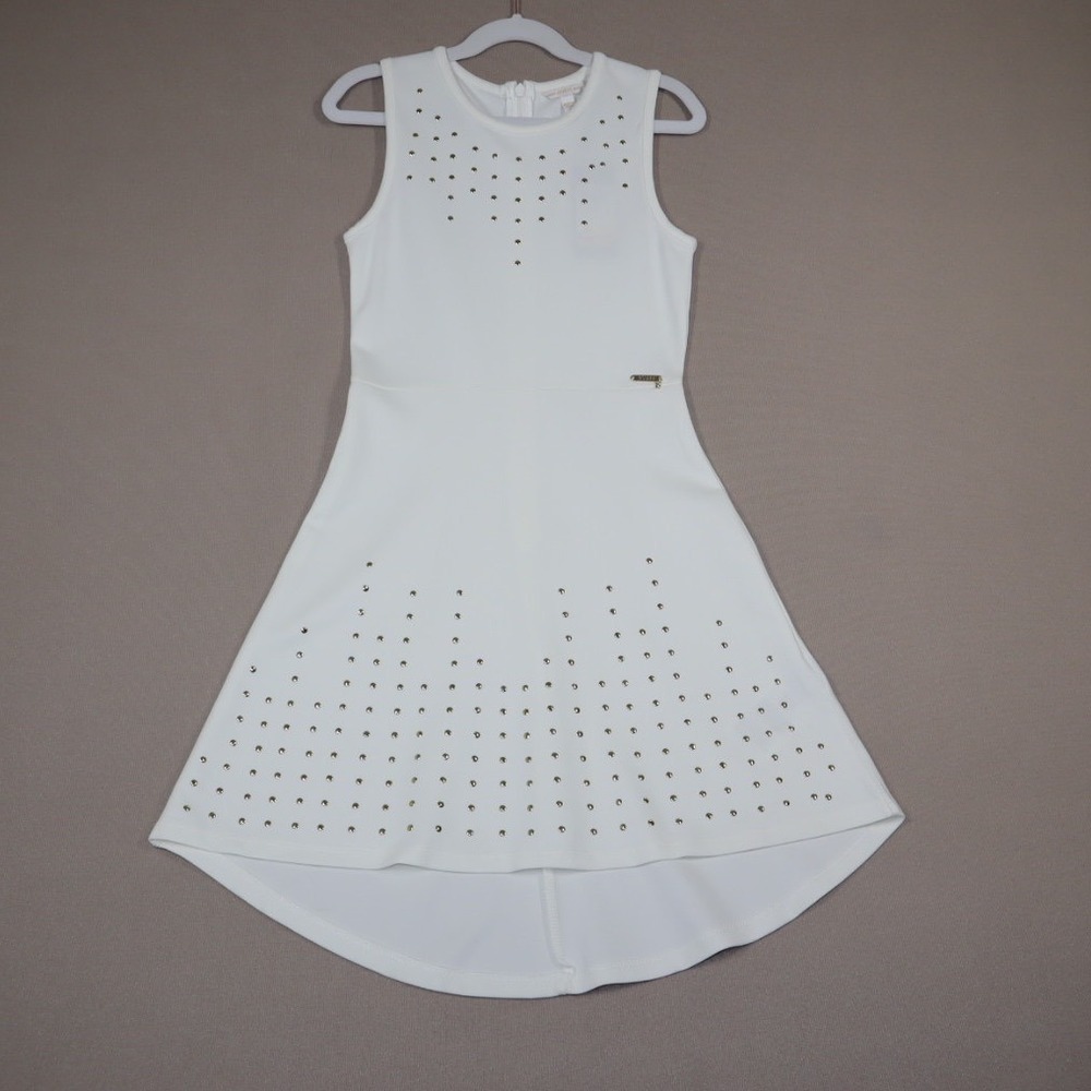 Guess Big Girls Knit Ponte‎ High Low Sleeveless Studded Dress - Size 8